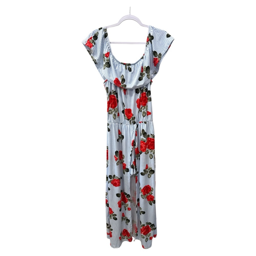 Floral Striped Maxi Romper